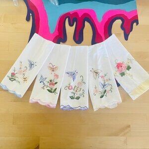 vintage 50s Butterfly Dish cloth set of 5 great condition